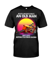 black old motorcycle drag racing Classic T-Shirt front