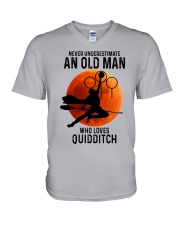 Quidditch old man V-Neck T-Shirt tile