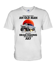 never drag racing-7 V-Neck T-Shirt tile