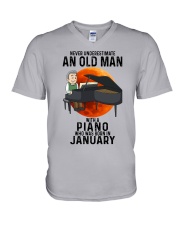 01 piano old mannn never V-Neck T-Shirt tile