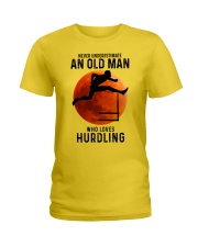 hurdling old mann Ladies T-Shirt tile