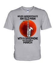 saxophone old man 03 V-Neck T-Shirt tile