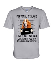 Basset Hound stalker V-Neck T-Shirt tile