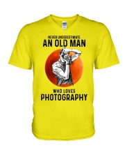 photography old man V-Neck T-Shirt tile