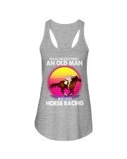 black old horse racing Ladies Flowy Tank tile