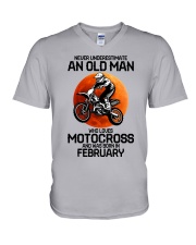 2 motocross old man V-Neck T-Shirt tile