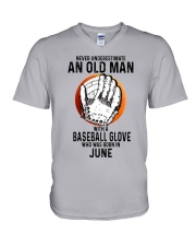 06 baseball old man V-Neck T-Shirt tile