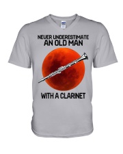 clarinet never old man V-Neck T-Shirt tile