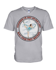 assuming-old lady figure-skating V-Neck T-Shirt tile