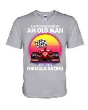 black old formula racing V-Neck T-Shirt tile