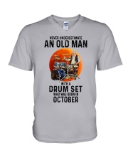 10 drumset old man V-Neck T-Shirt tile