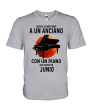 06 piano old man tbn V-Neck T-Shirt tile