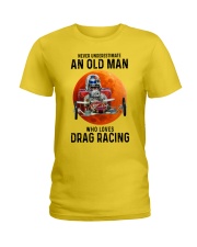 drag racing old man Ladies T-Shirt tile