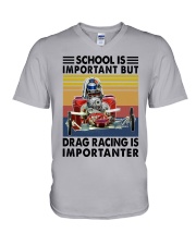SCHOOL IMPORTANT DRAG RACING V-Neck T-Shirt tile