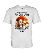 Dogs-old-lady-07 V-Neck T-Shirt tile