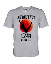 10 pilates old lady V-Neck T-Shirt tile
