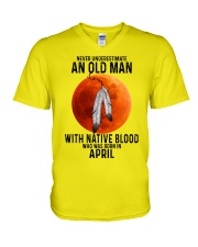 04 native old man V-Neck T-Shirt tile