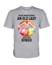 bingo old lady V-Neck T-Shirt tile