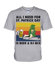 all i need dj mix st patrick V-Neck T-Shirt tile