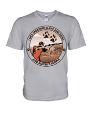 i like dog sporting clays V-Neck T-Shirt tile