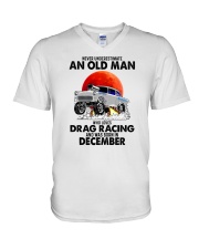 never drag racing-12 V-Neck T-Shirt tile