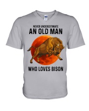 Bison old man V-Neck T-Shirt tile