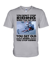 drag racing riding V-Neck T-Shirt tile