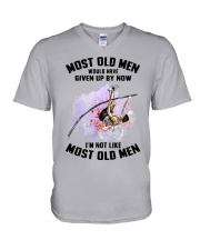 old man Pole-vault V-Neck T-Shirt tile