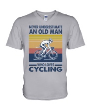 cycling oldman vintage V-Neck T-Shirt tile