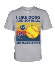 like-dogs-softball V-Neck T-Shirt tile