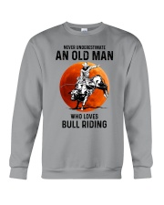 bull riding old man never Crewneck Sweatshirt tile