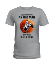 bull riding old man never Ladies T-Shirt tile