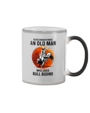bull riding old man never Color Changing Mug tile