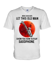 Saxophone Let This Old Man V-Neck T-Shirt tile