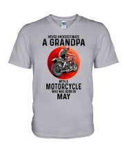 05 BIKER GRANDPA NEVER V-Neck T-Shirt tile