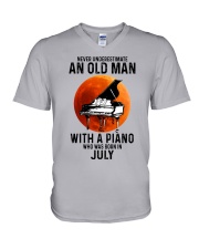 07 piano never old man V-Neck T-Shirt tile