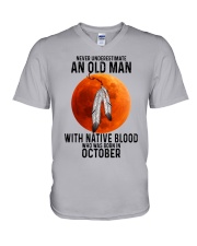 10 native old man V-Neck T-Shirt tile