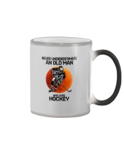 08 hat hockey old man Color Changing Mug tile