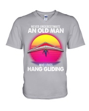 black old Hang gliding V-Neck T-Shirt tile