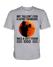 trombone talent old man V-Neck T-Shirt tile