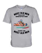 most old men kart racing V-Neck T-Shirt tile