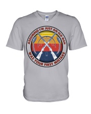 assuming-old man sporting-clays V-Neck T-Shirt tile