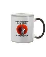 03 hat saxophone old man Color Changing Mug tile