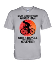 cycling never 11 V-Neck T-Shirt tile