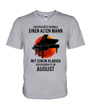 08 piano old man german V-Neck T-Shirt tile
