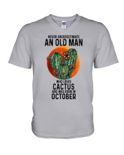 10 cactus never old man V-Neck T-Shirt tile