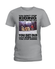sled dog racing riding Ladies T-Shirt tile
