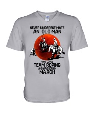 3 team roping never V-Neck T-Shirt tile