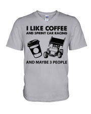 like-coffee-sprint-car-racing V-Neck T-Shirt tile