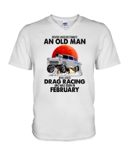 never drag racing-2 V-Neck T-Shirt tile